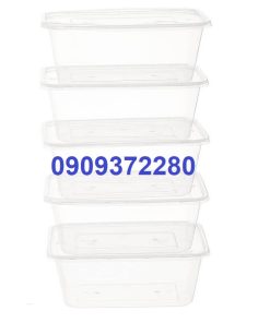 Hộp nhựa chữ nhật 1000ml trắng