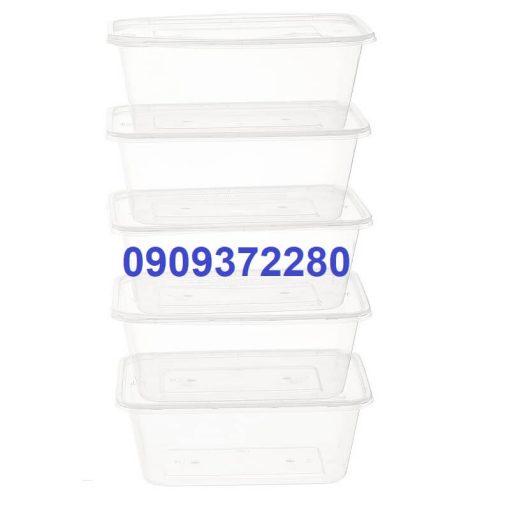 Hộp nhựa chữ nhật 1000ml trắng